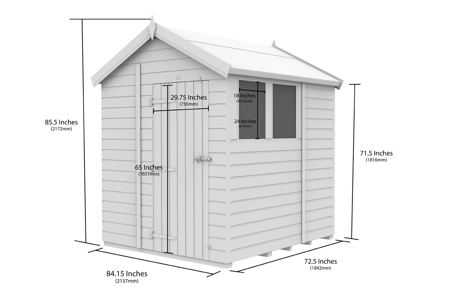 7 X 6 Apex Security Shed Double Door-2