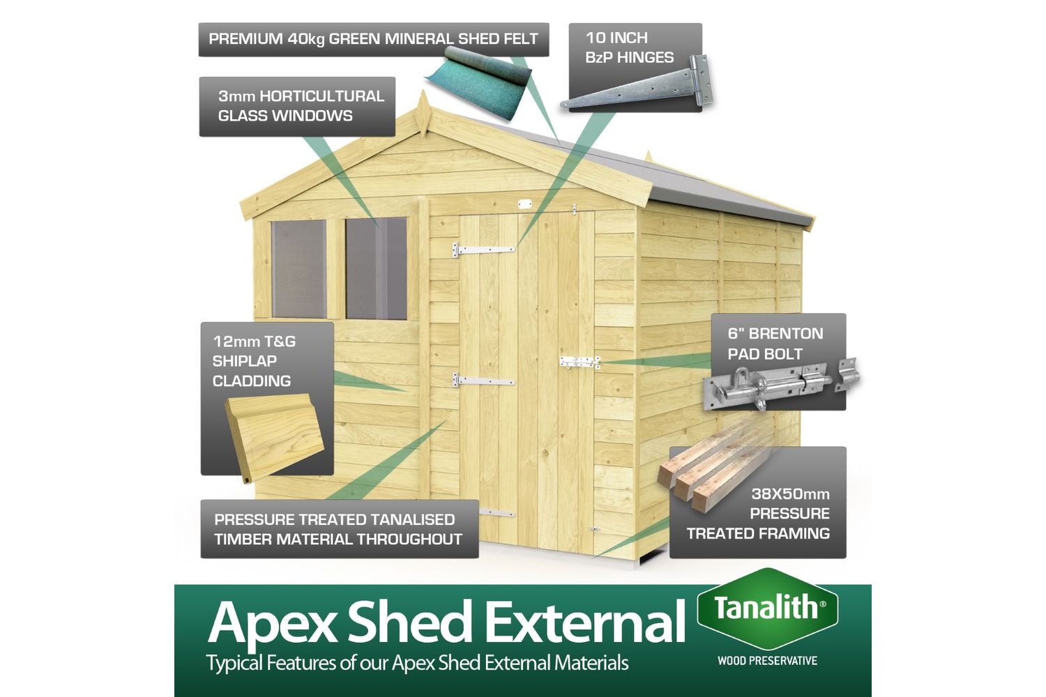 8 X 6 Apex Security Shed Double Door-5