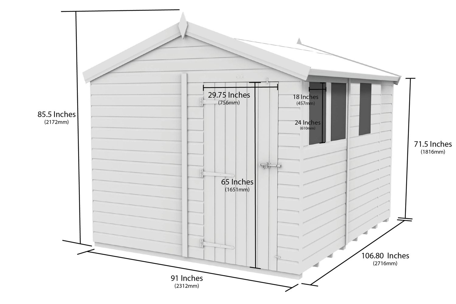8 X 9 Apex Security Shed Double Door-2