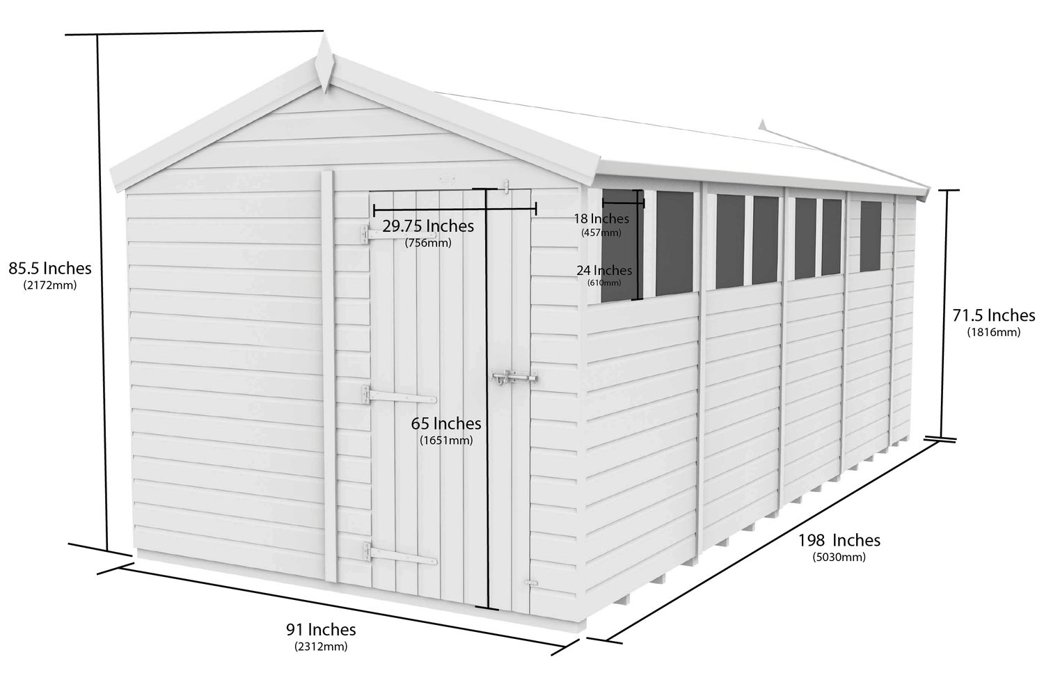 8 X 17 Apex Security Shed Double Door-2