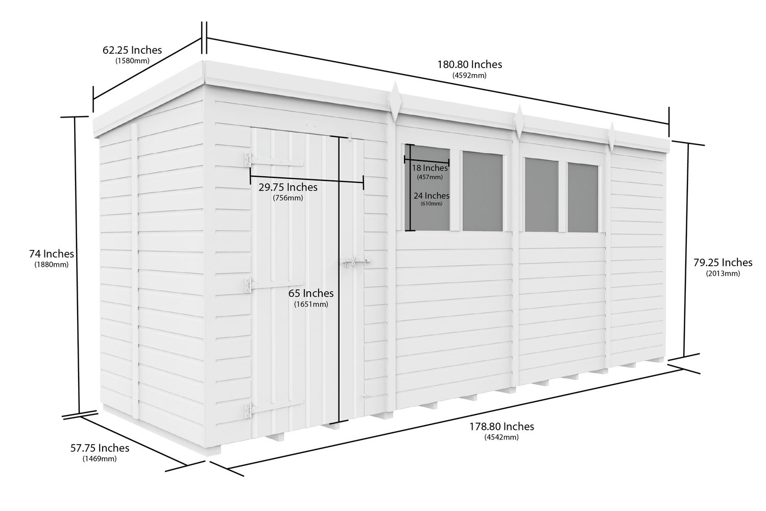 15 X 5 Security Pent Shed-2