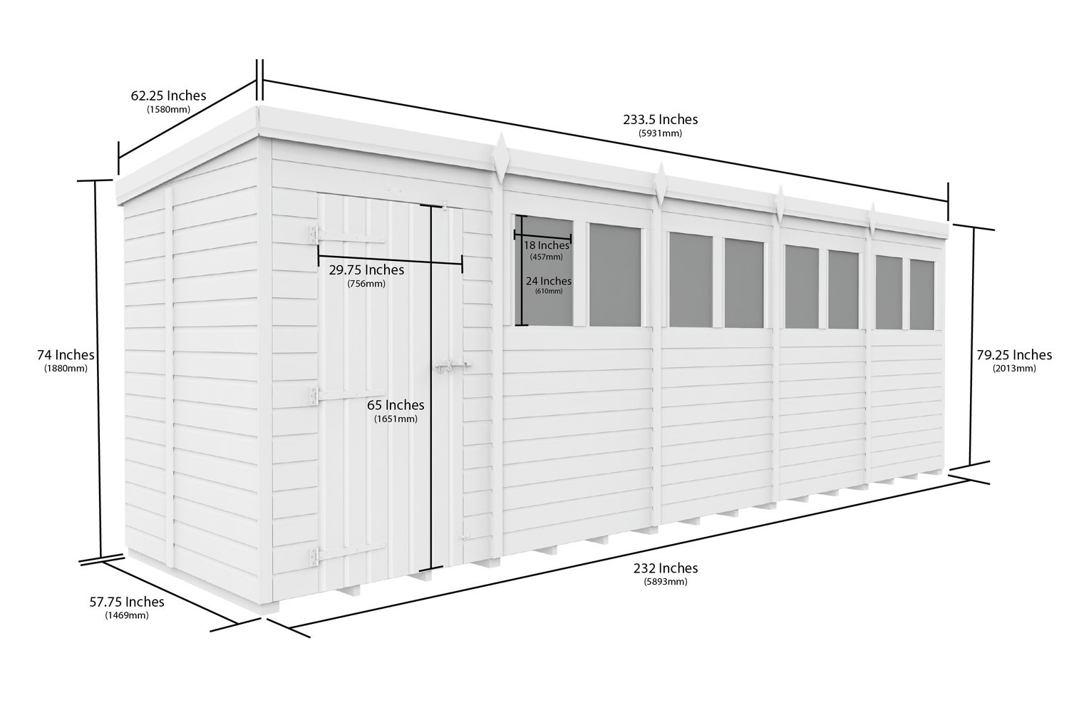 20 X 5 Security Pent Shed-2
