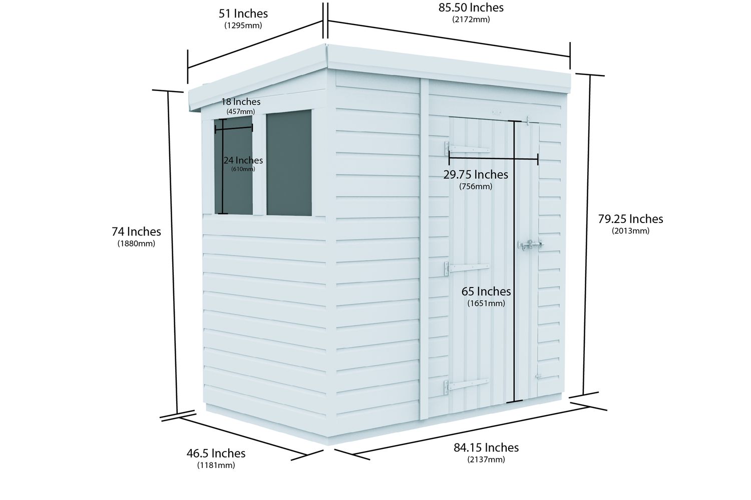 7 X 4 Security Pent Shed Double Door-2