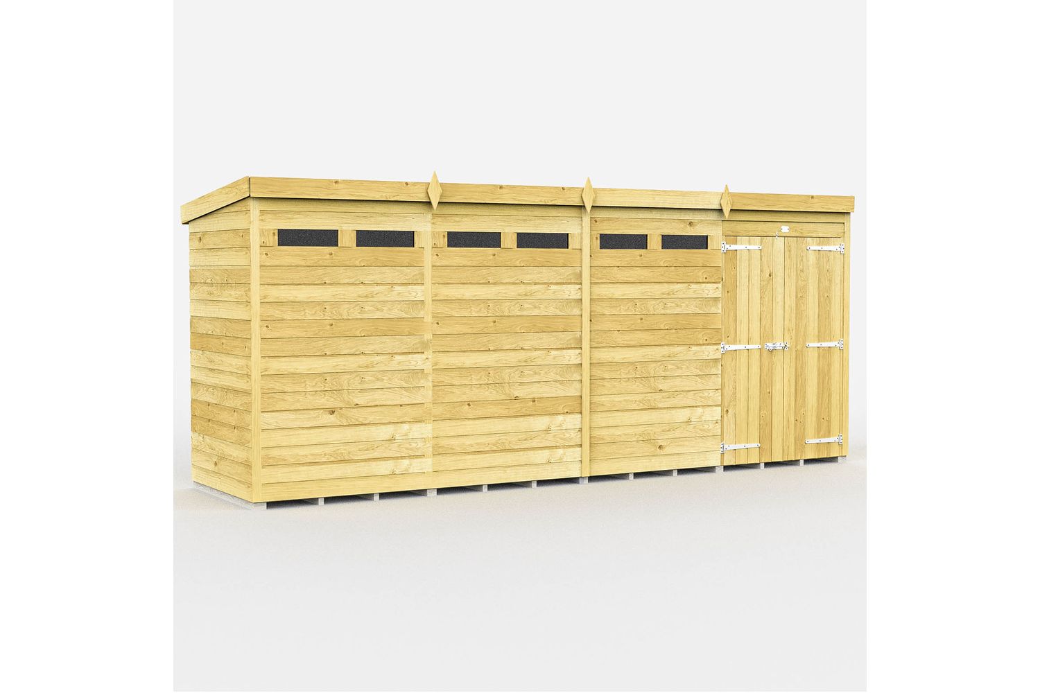 16 X 4 Security Pent Shed Double Door