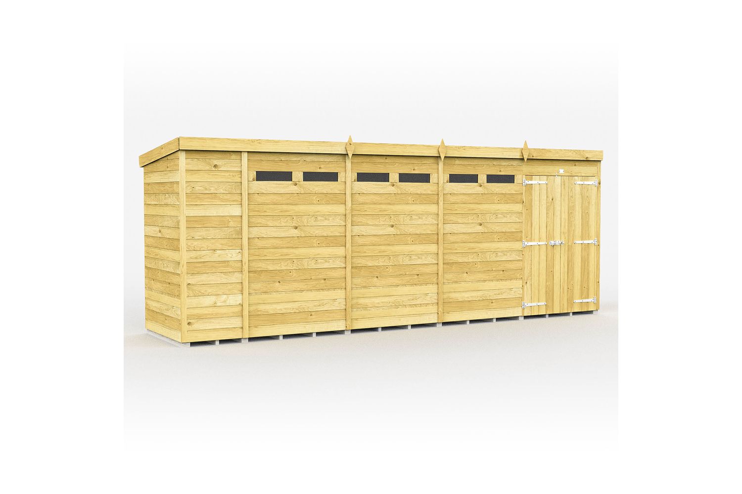 19 X 4 Security Pent Shed Double Door