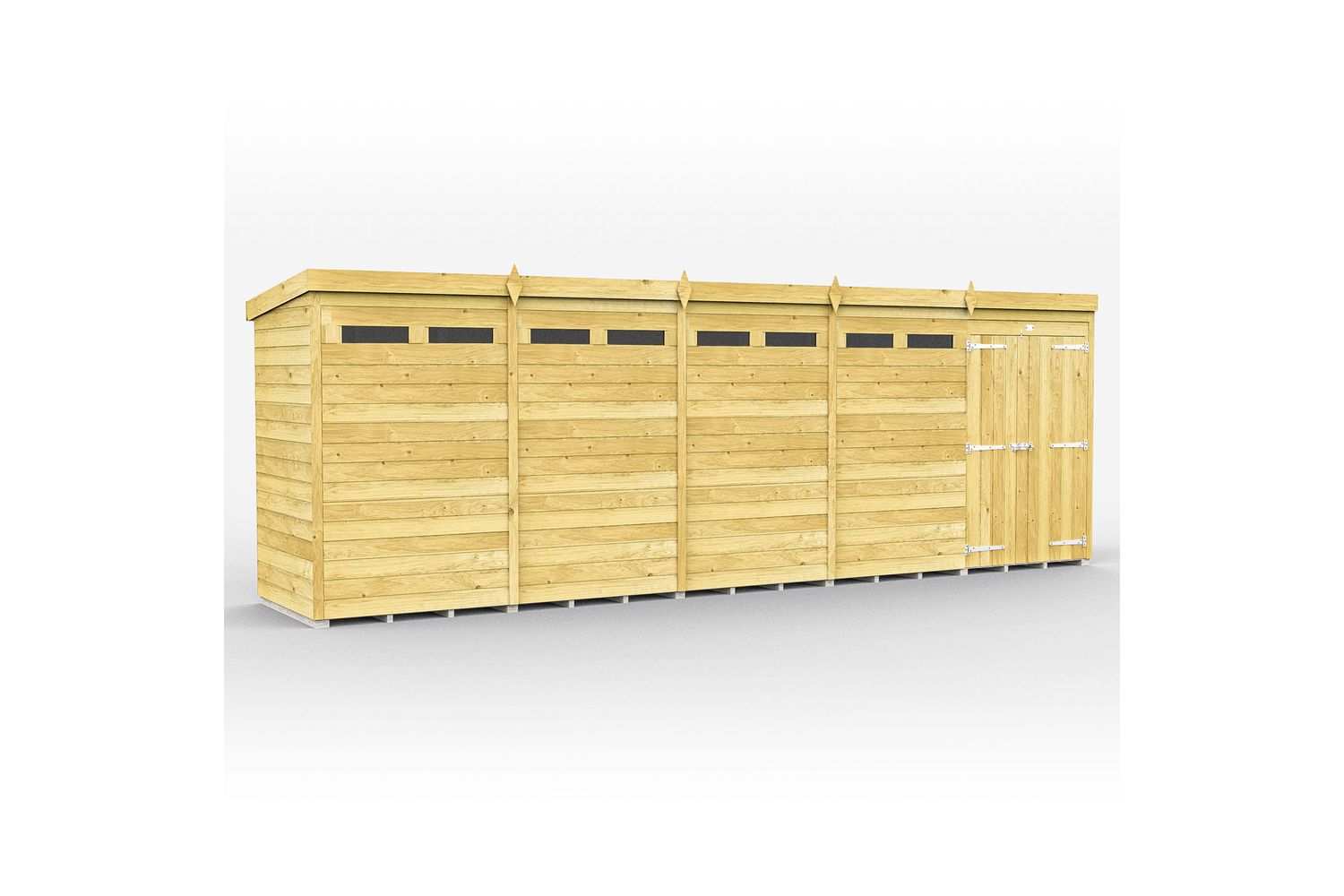 20 X 4 Security Pent Shed Double Door
