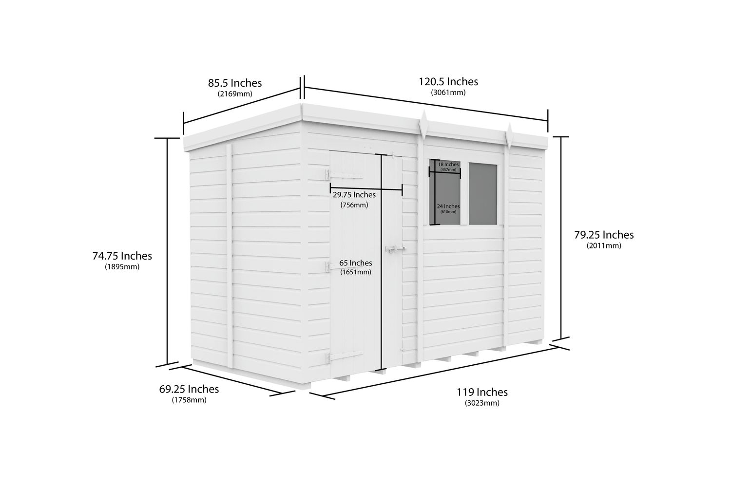 10 X 5 Security Pent Shed Double Door-9