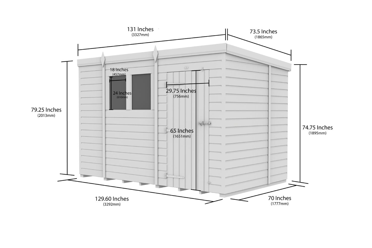 11 X 6 Security Pent Shed Double Door-2