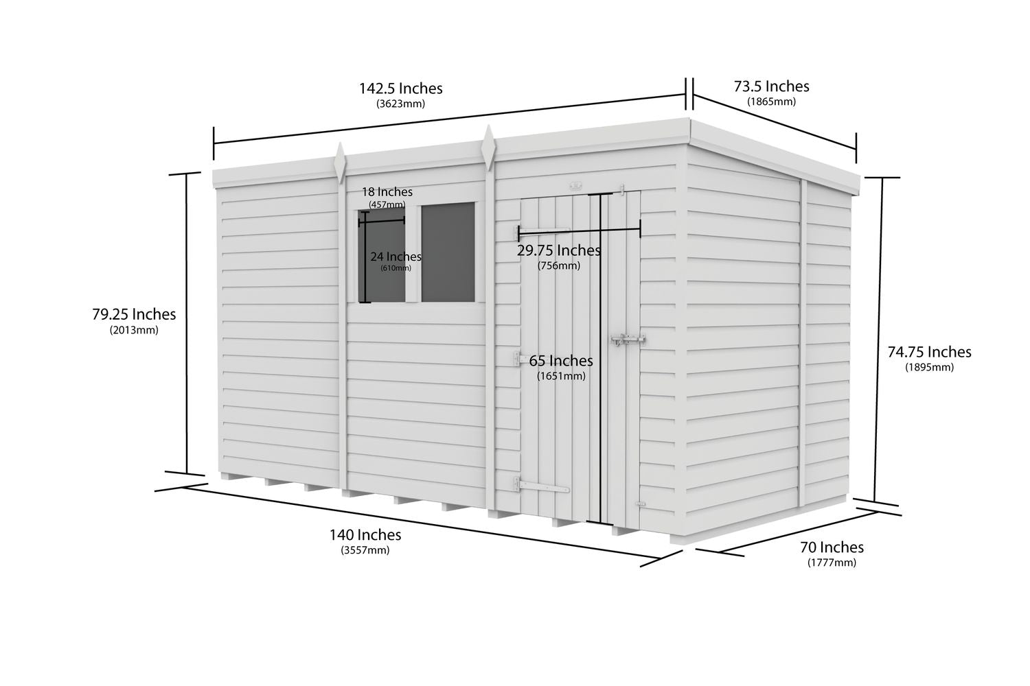 12 X 6 Security Pent Shed Double Door-2