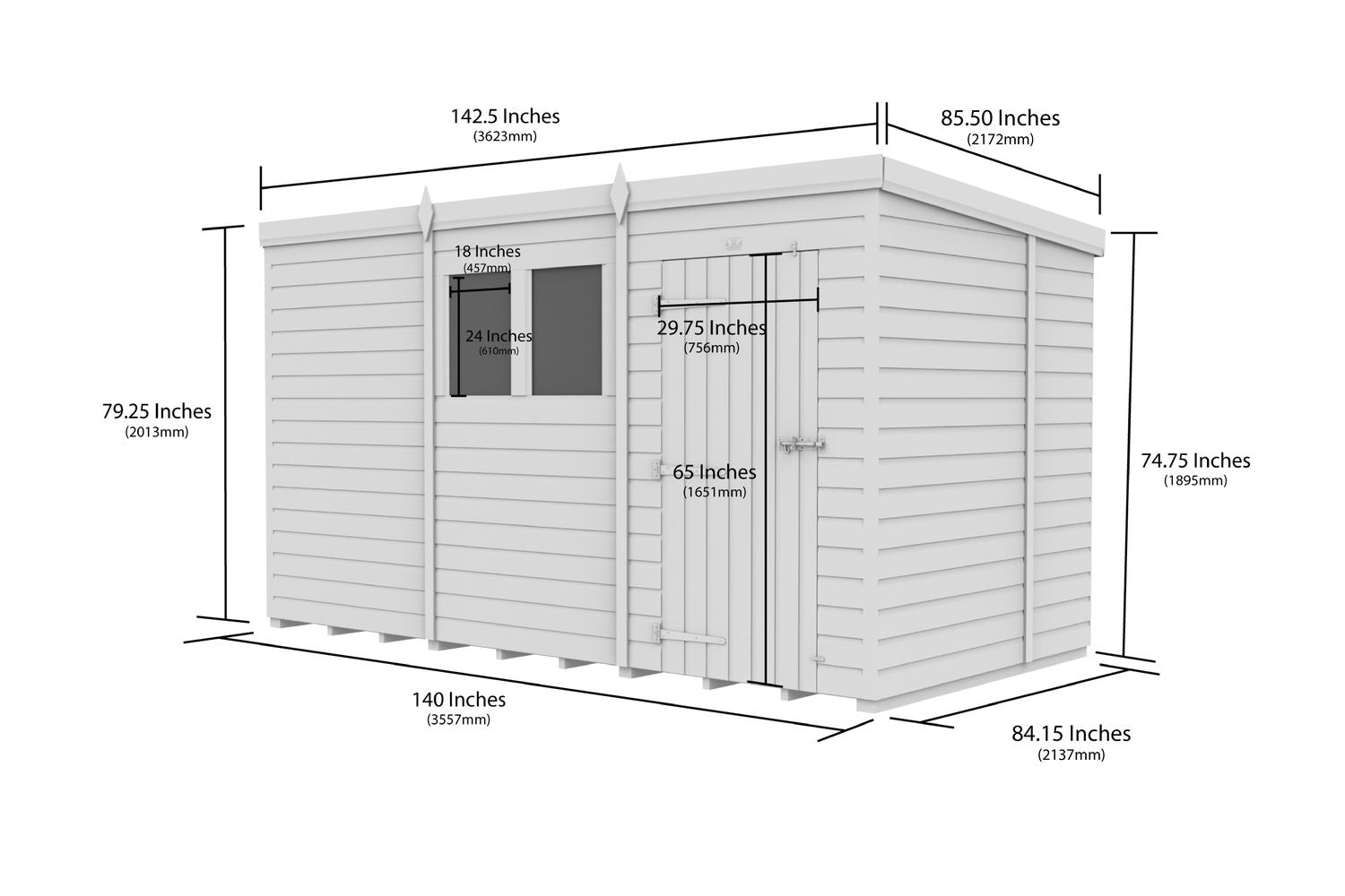 12 X 7 Security Pent Shed Double Door-2