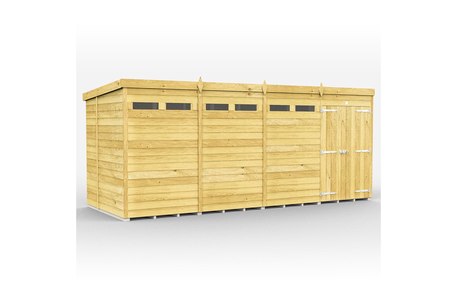 16 X 7 Security Pent Shed Double Door