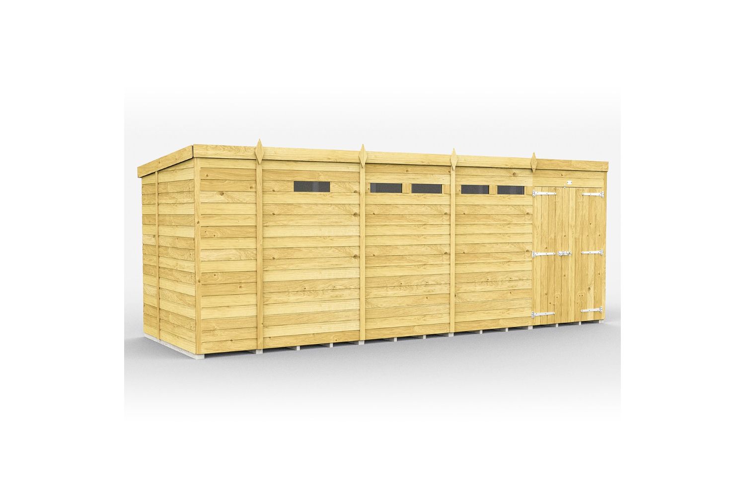 17 X 7 Security Pent Shed Double Door