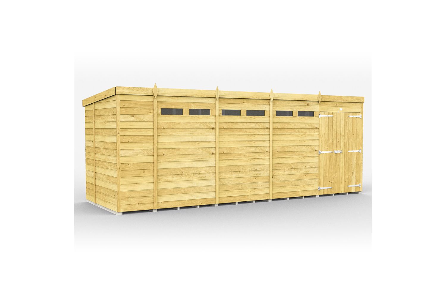 18 X 7 Security Pent Shed Double Door