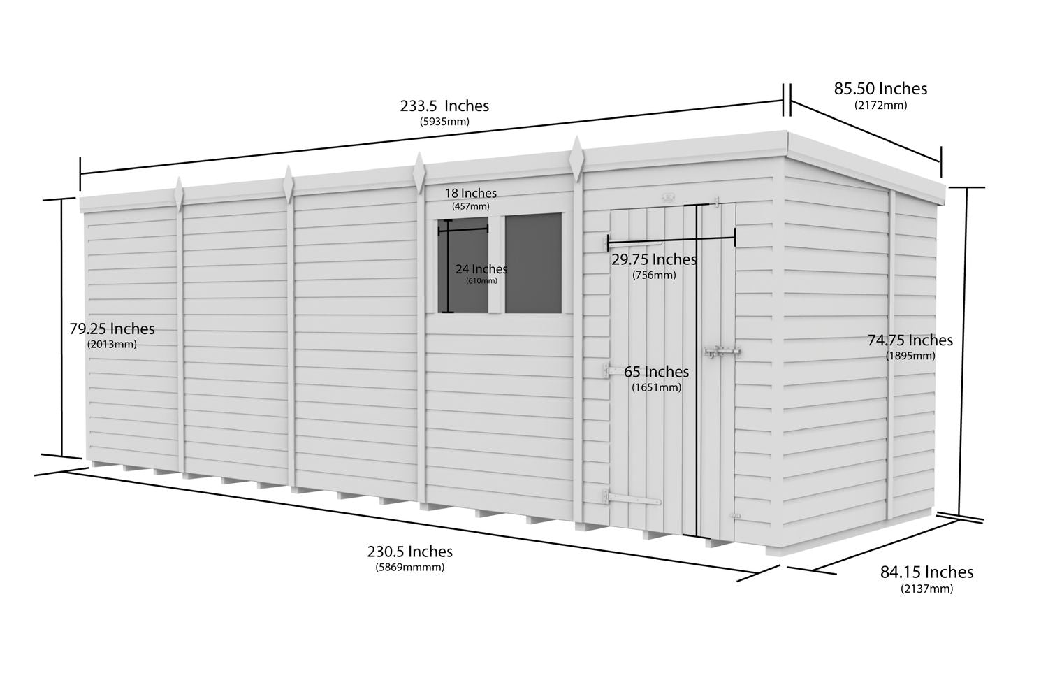 20 X 7 Security Pent Shed Double Door-2
