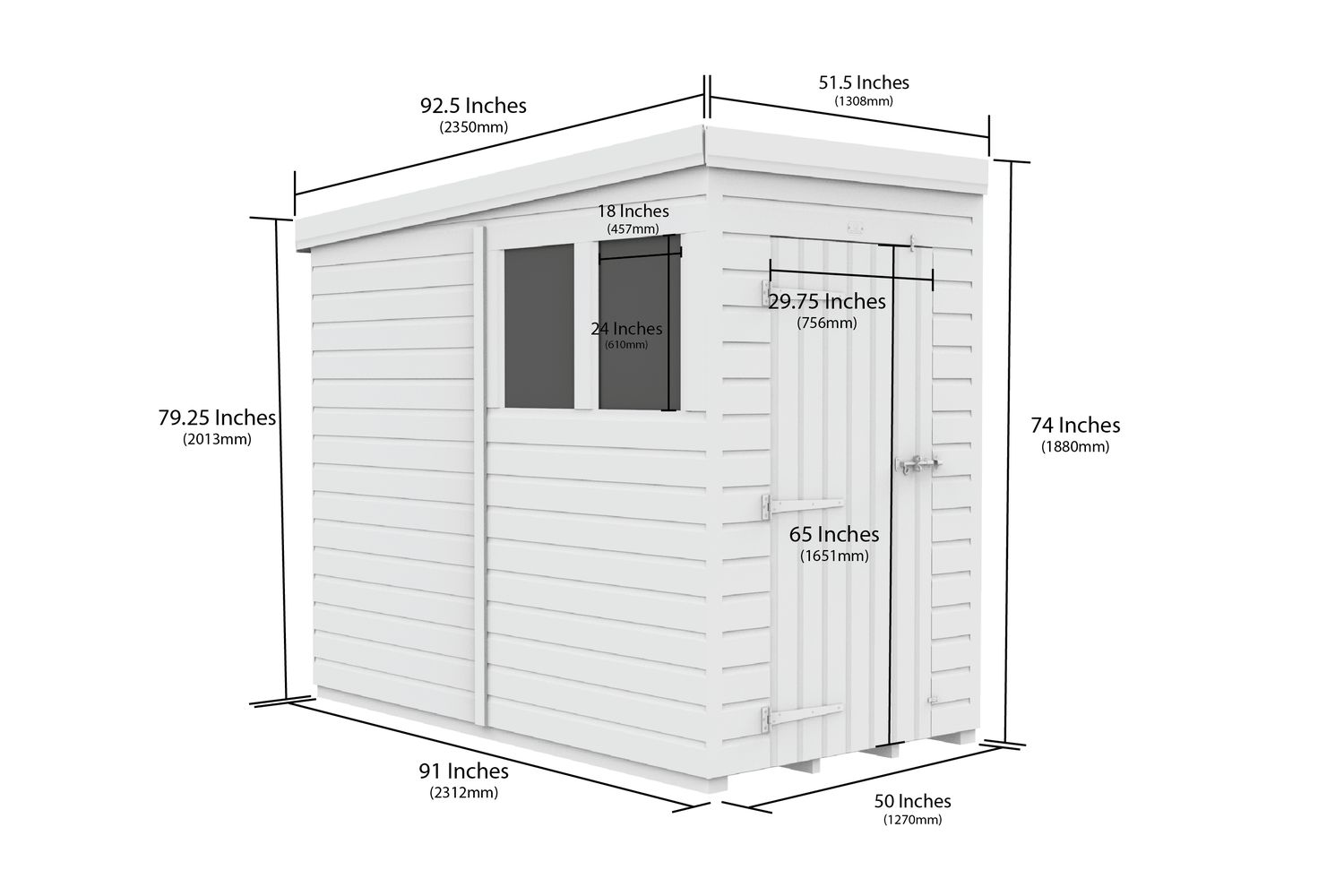4 X 8 Security Pent Shed Double Door-2