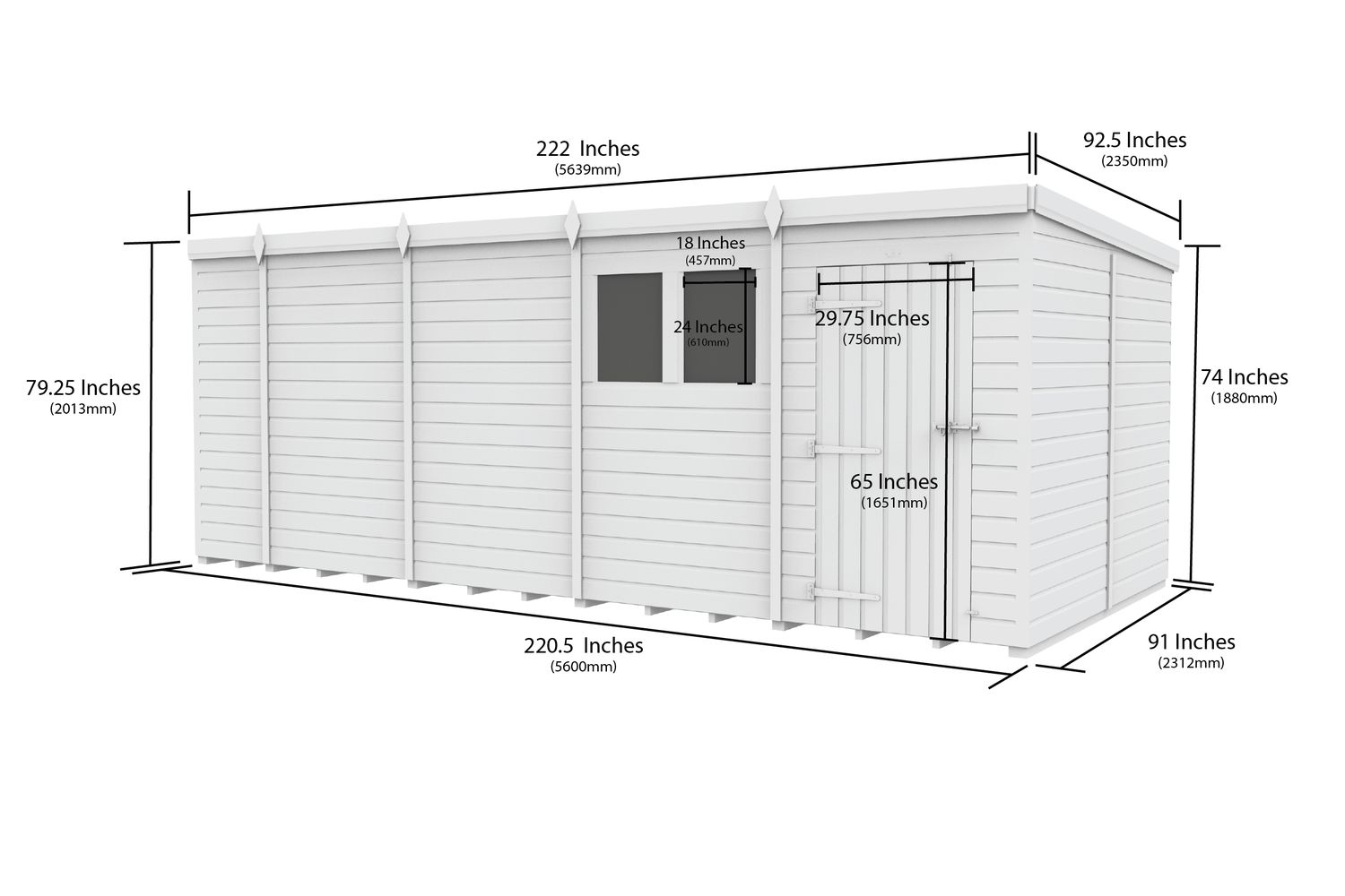 19 X 8 Security Pent Shed Double Door-2