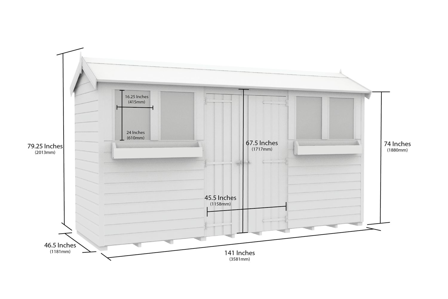 12 X 4 Apex Summer Shed-2