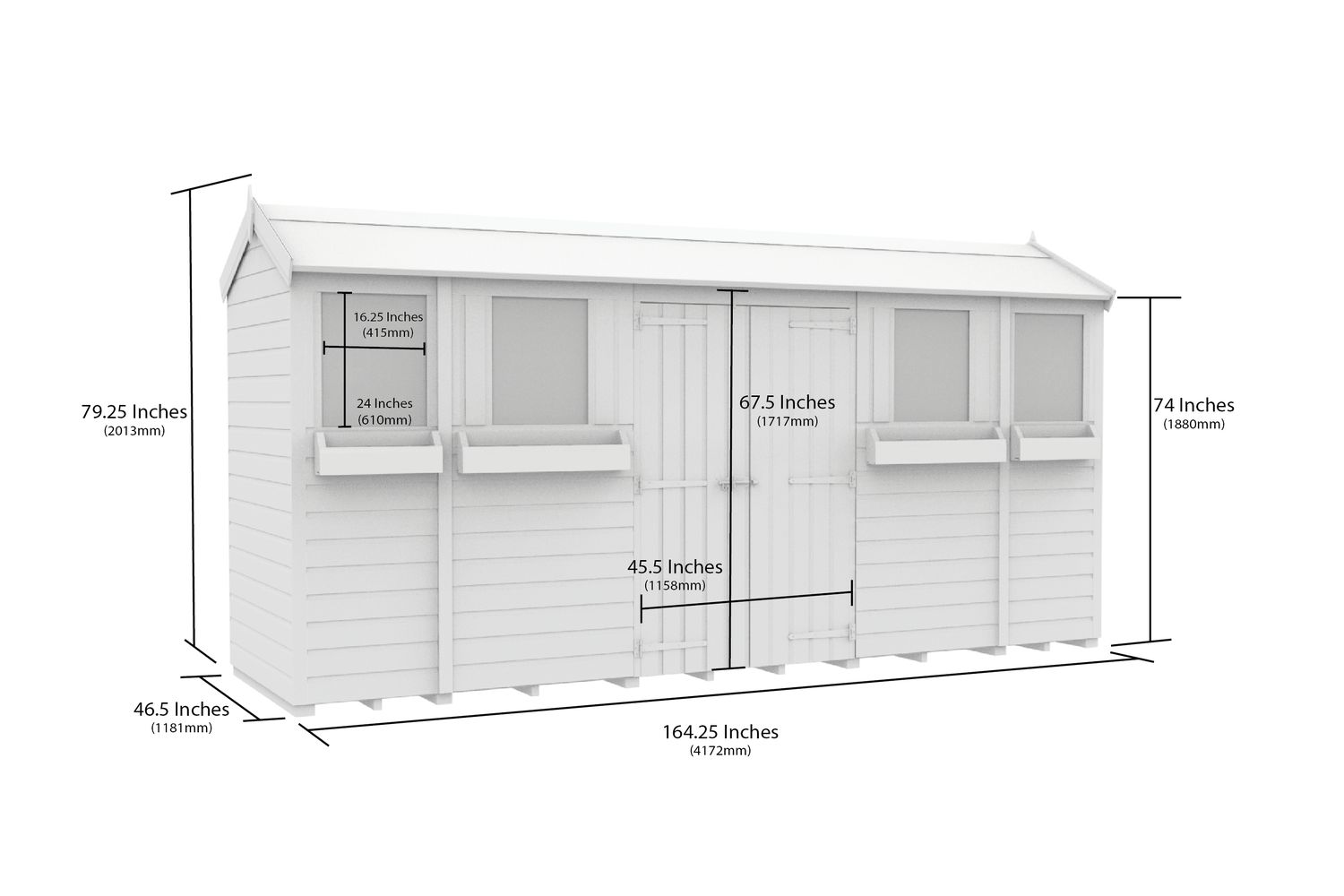 14 X 4 Apex Summer Shed-2