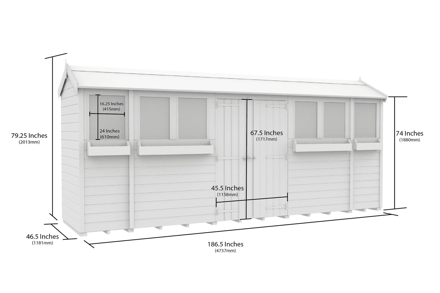 16 X 4 Apex Summer Shed-2