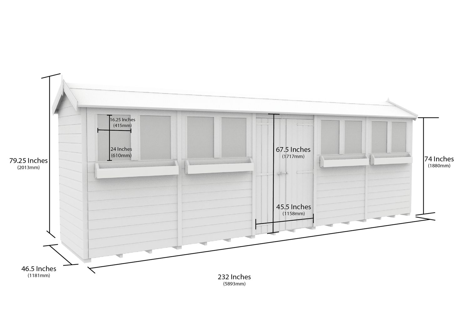 20 X 4 Apex Summer Shed-2