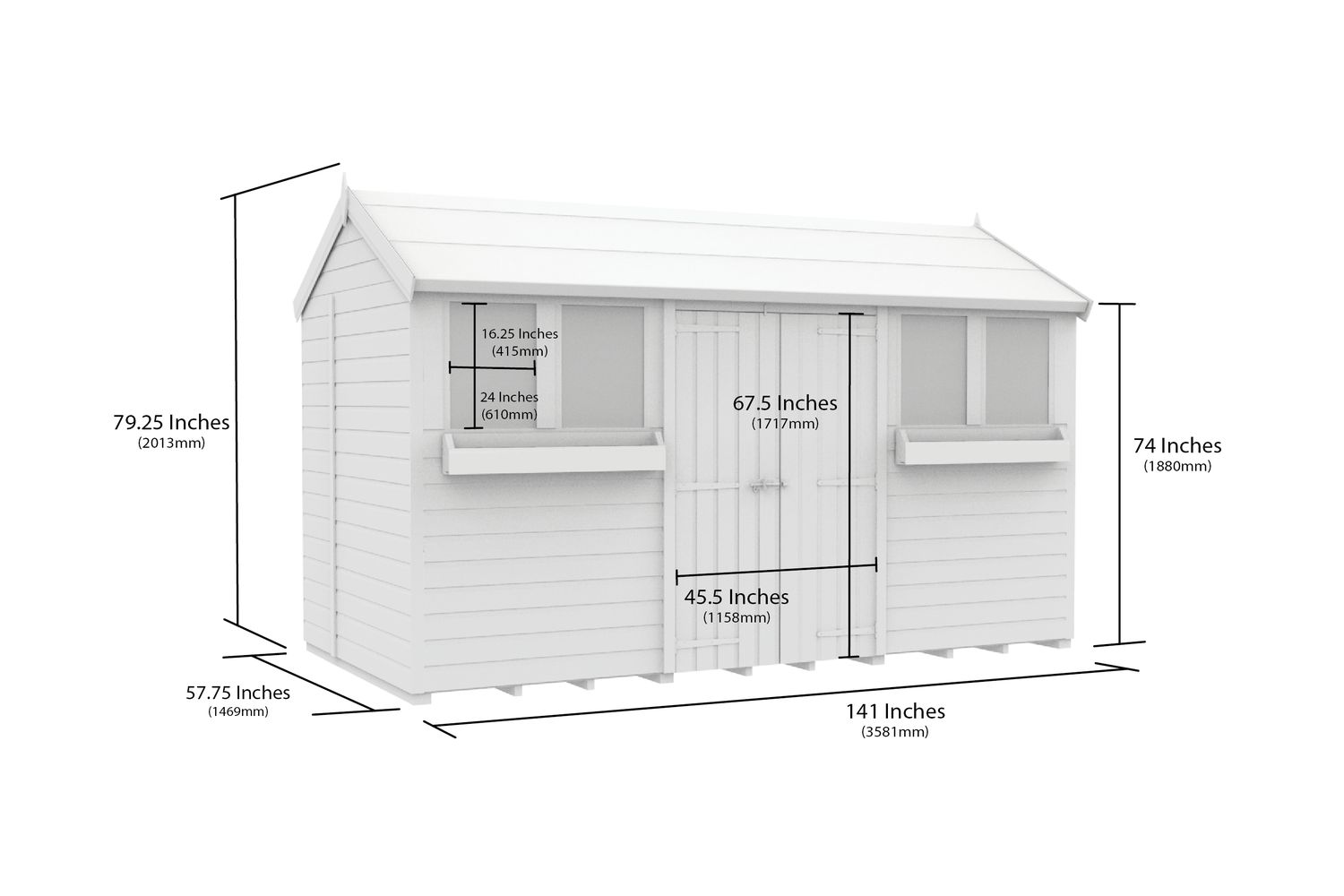 12 X 5 Apex Summer Shed-2