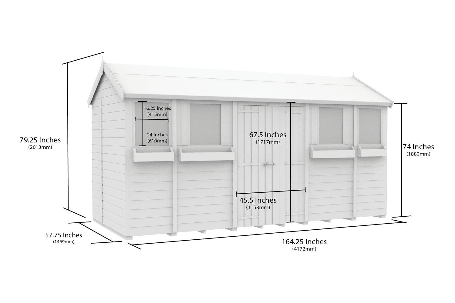 14 X 5 Apex Summer Shed-3