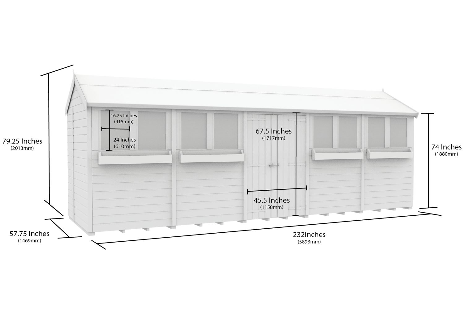 20 X 5 Apex Summer Shed-2