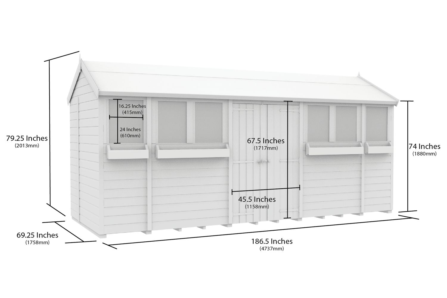 16 X 6 Apex Summer Shed-2