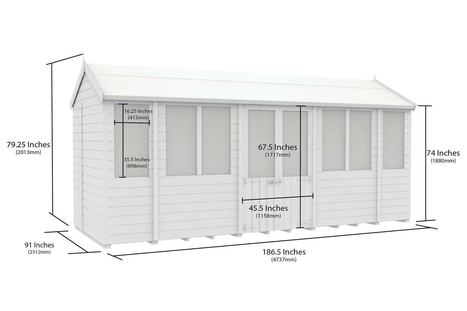 16 X 8 Apex Summer Shed-2