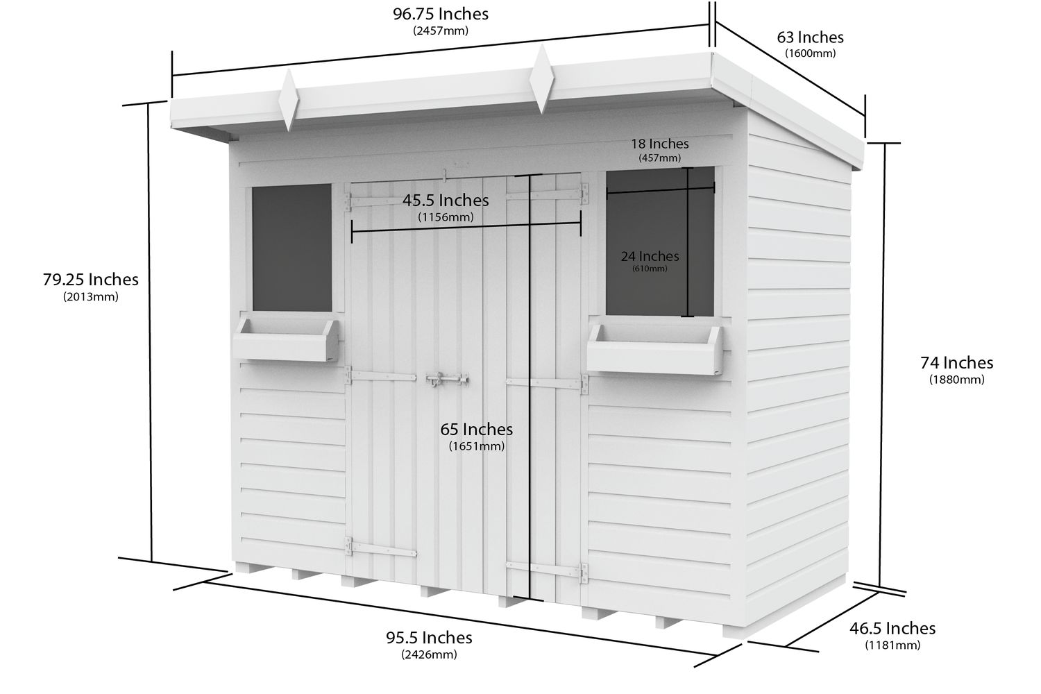 8 X 4 Pent Summer Shed-2