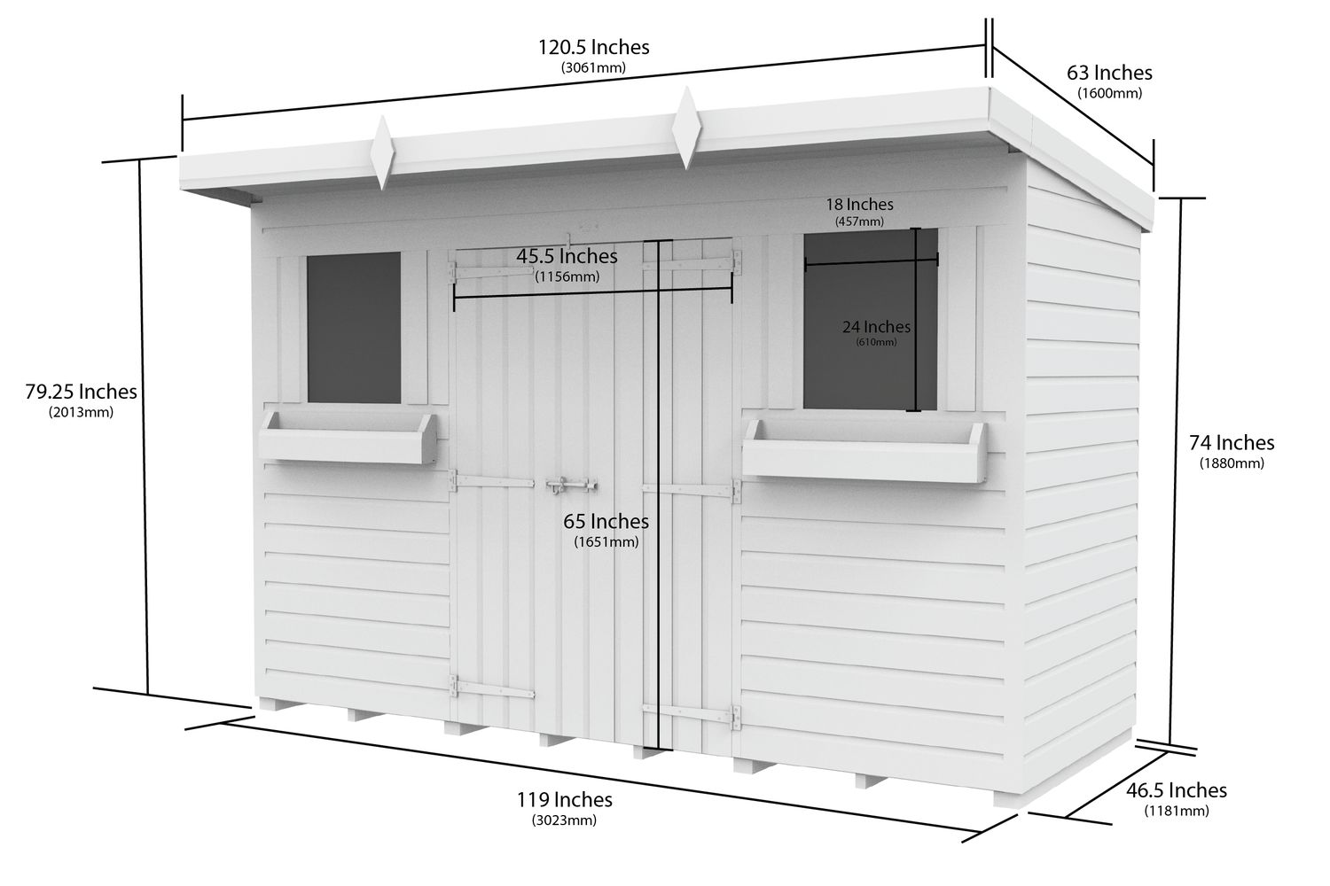 10 X 4 Pent Summer Shed-2