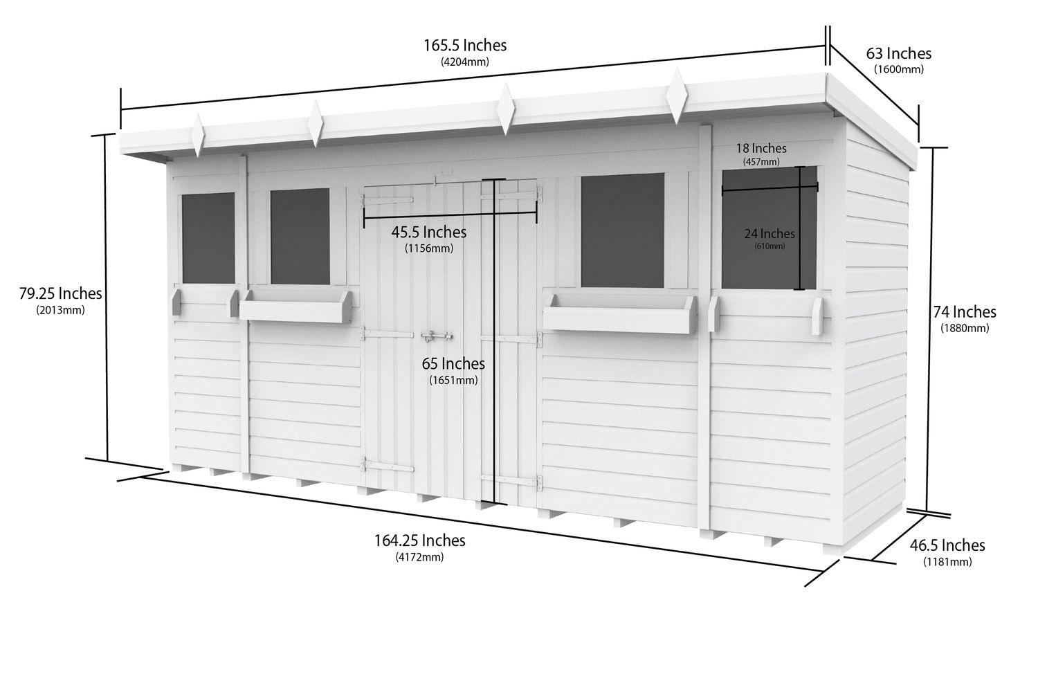 14 X 4 Pent Summer Shed-2