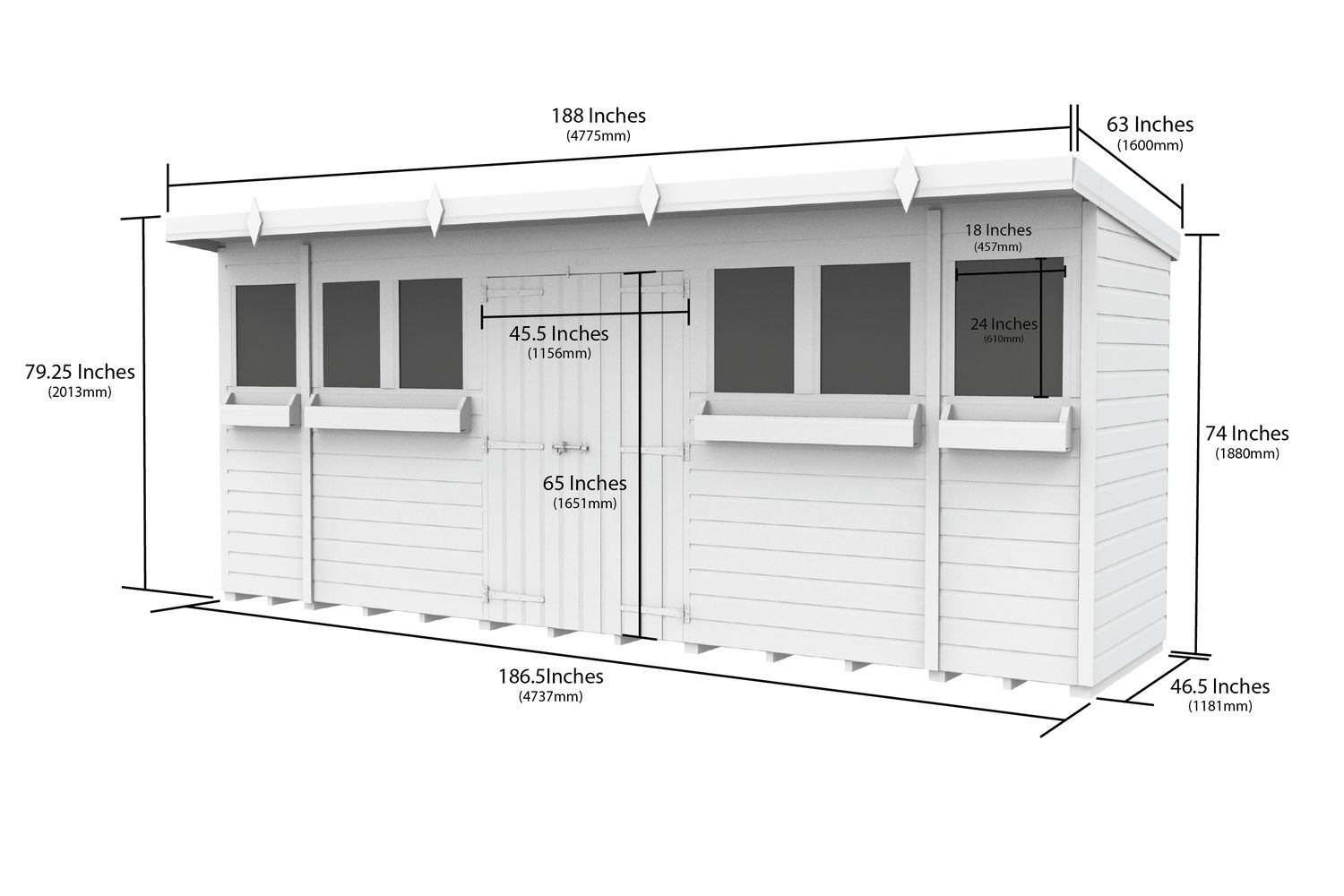 16 X 4 Pent Summer Shed-2