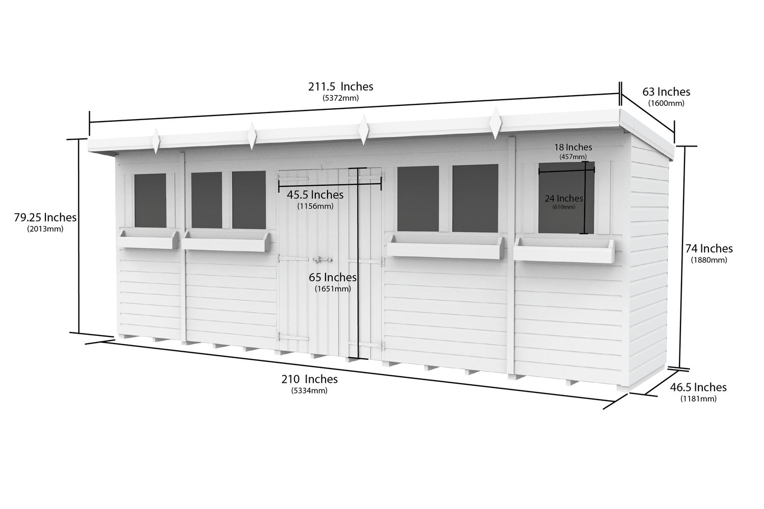 18 X 4 Pent Summer Shed-2
