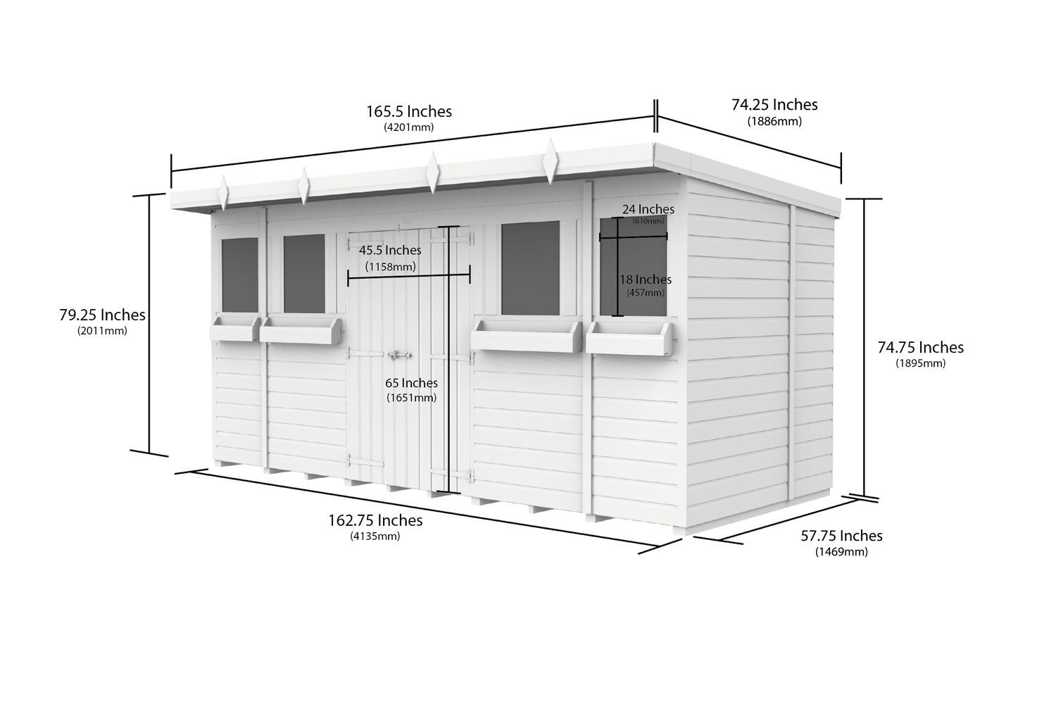 14 X 5 Pent Summer Shed-2