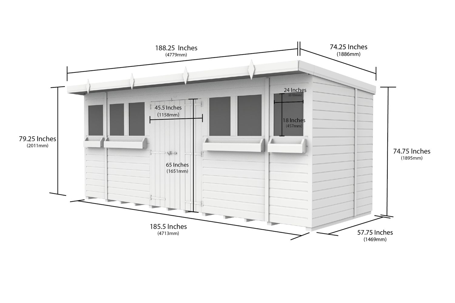 16 X 5 Pent Summer Shed-2