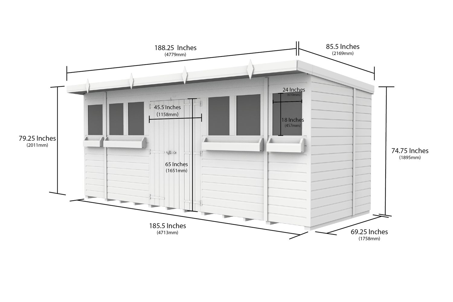 16 X 6 Pent Summer Shed-2