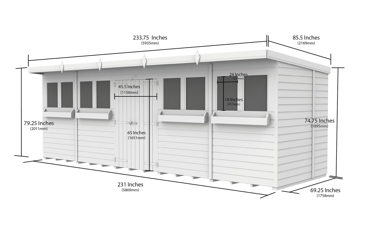 20 X 6 Pent Summer Shed-2