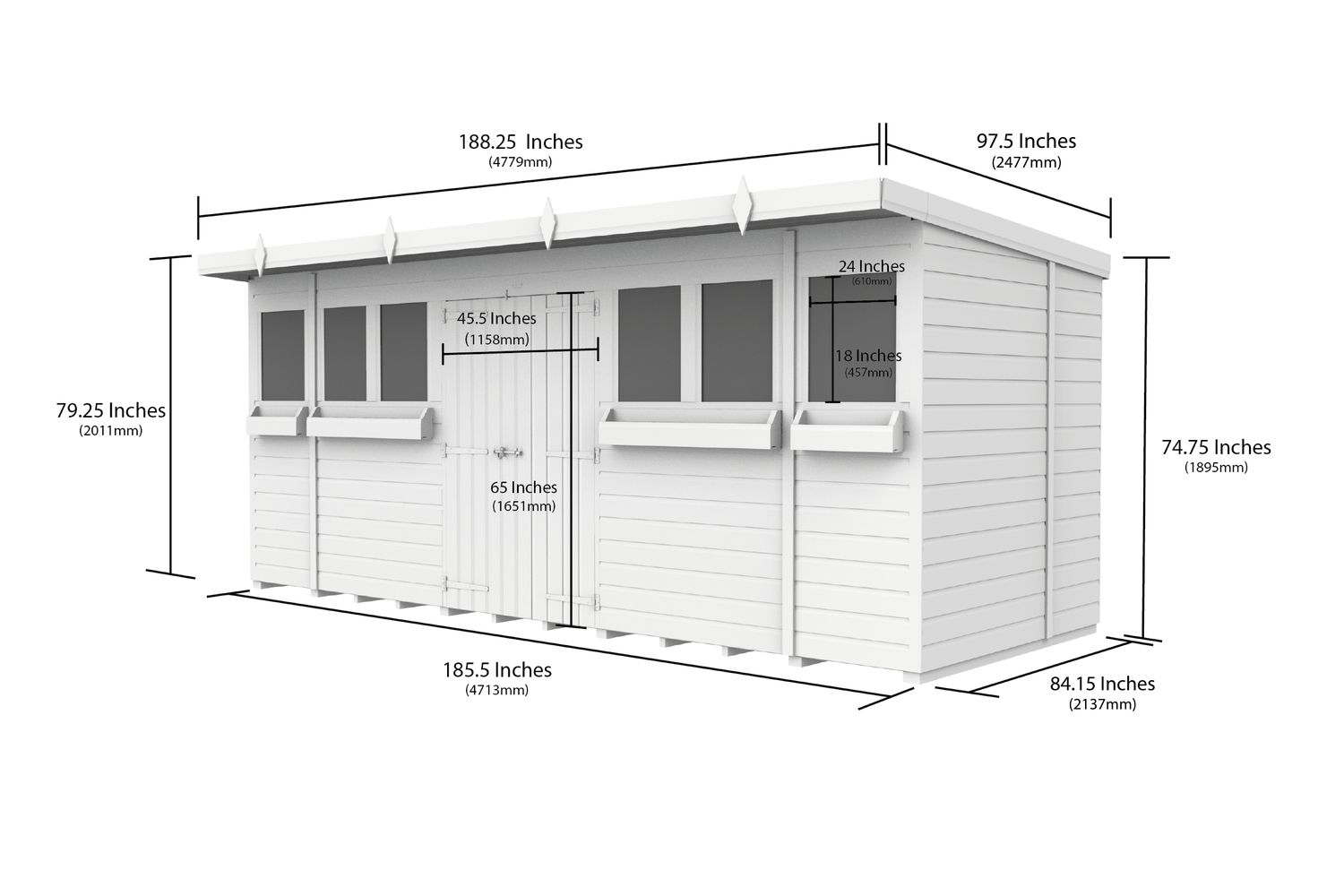 16 X 7 Summer Pent Shed-2