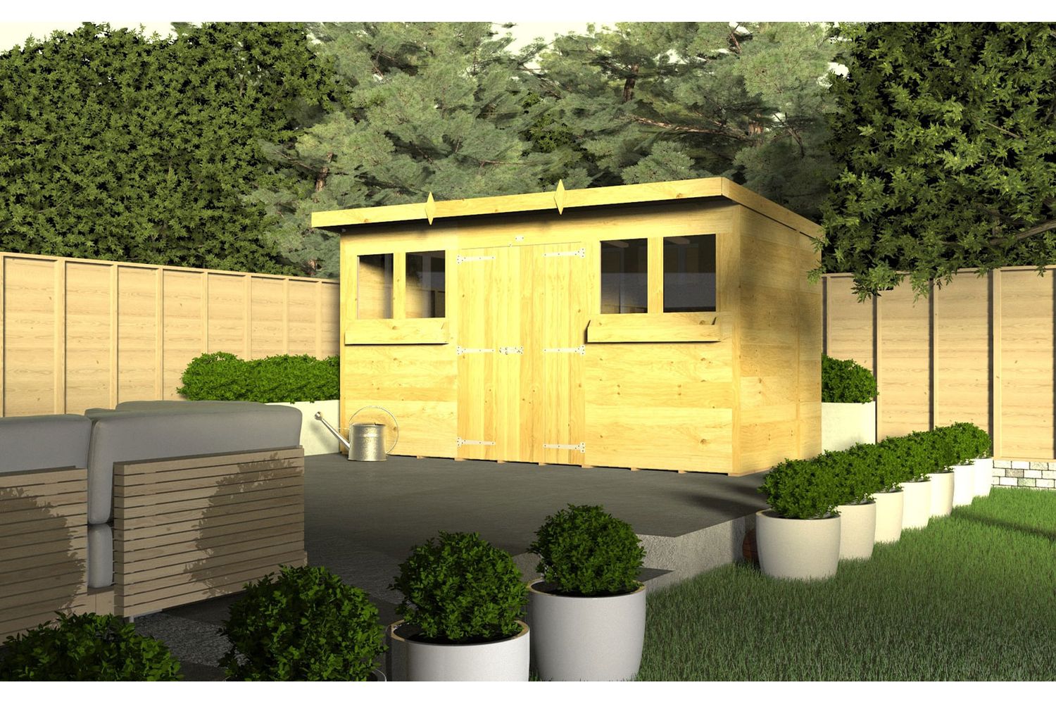 10 X 8 Pent Summer Shed-3