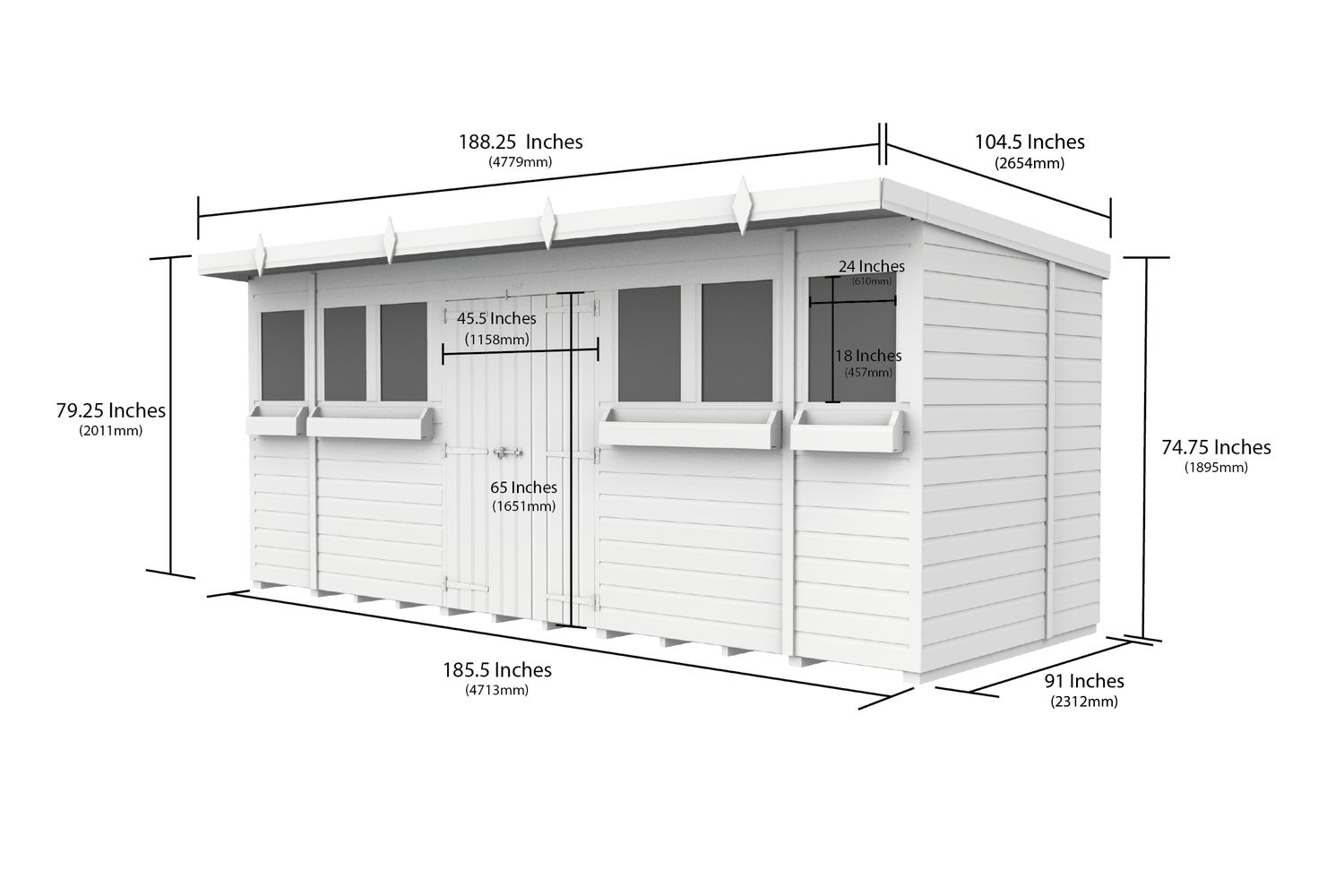 16 X 8 Pent Summer Shed-2