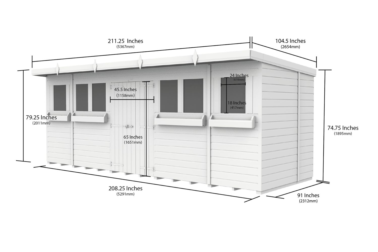 18 X 8 Pent Summer Shed-2
