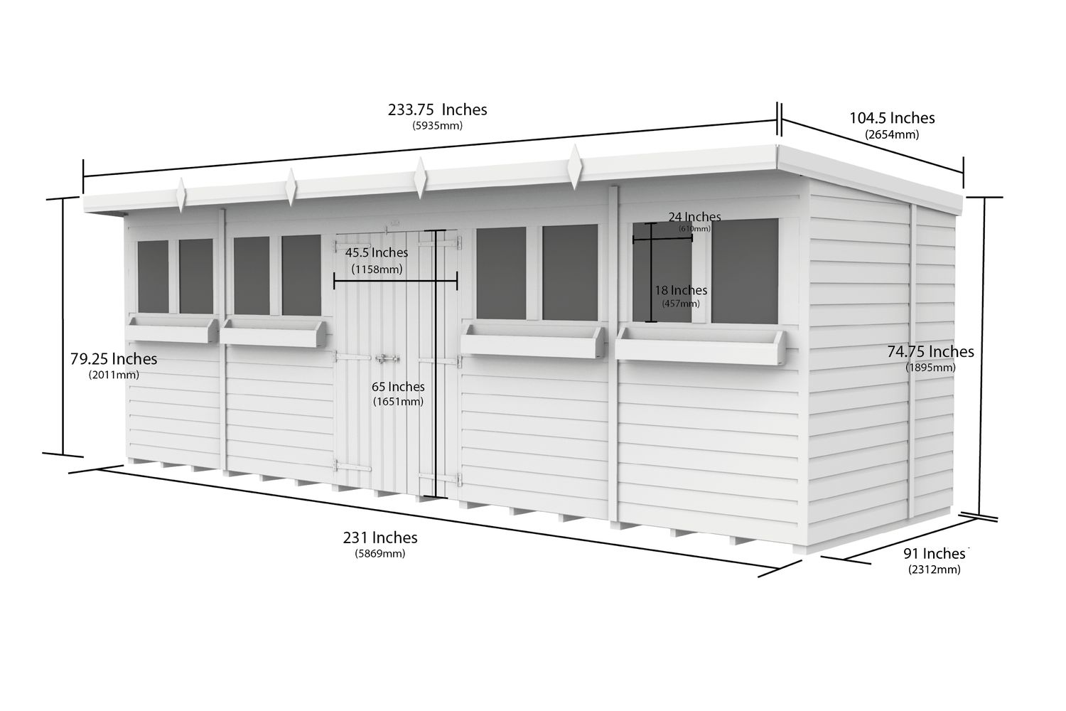 20 X 8 Pent Summer Shed-2