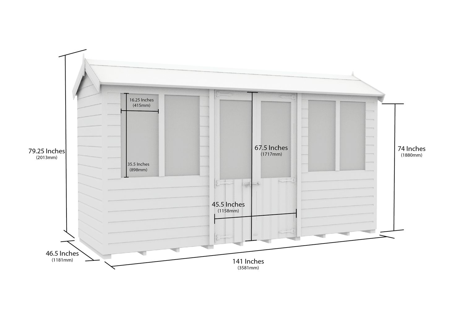 12 X 4 Apex Summer House-2