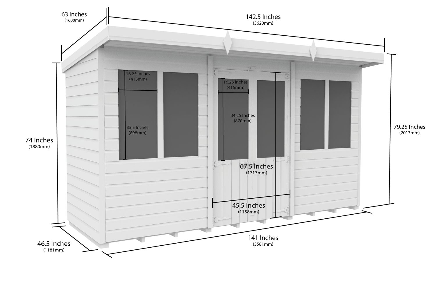 12 X 4 Pent Summer House-2