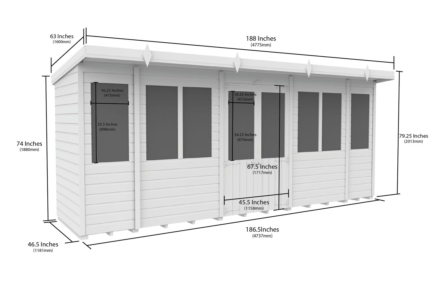 16 X 4 Pent Summer House-2