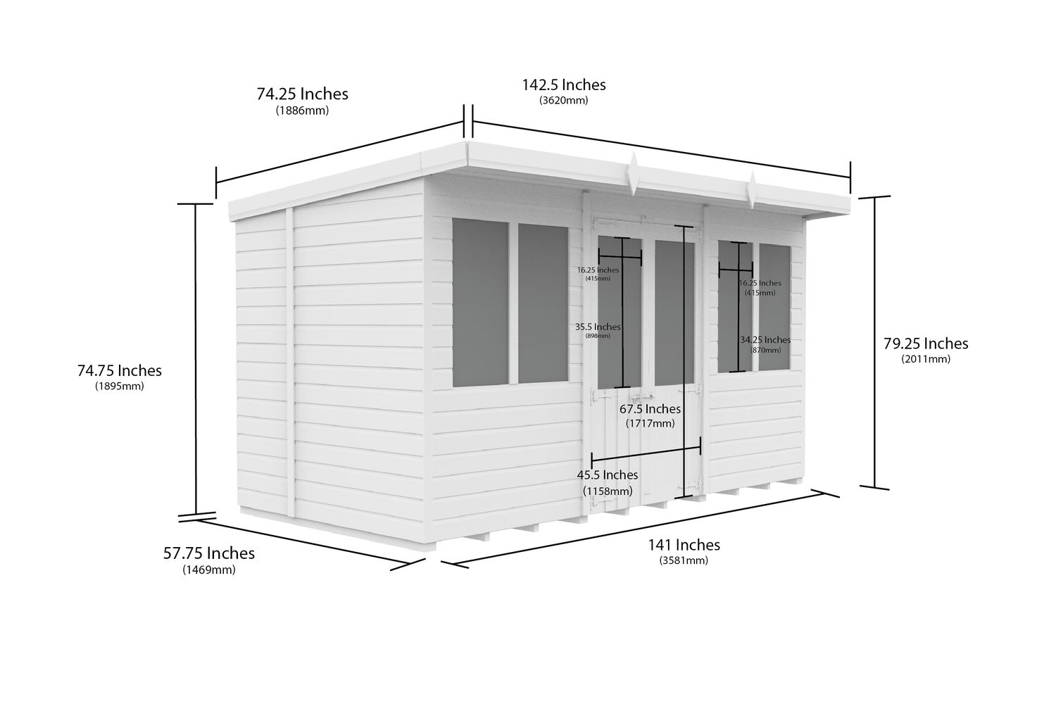 12 X 5 Pent Summer House-2