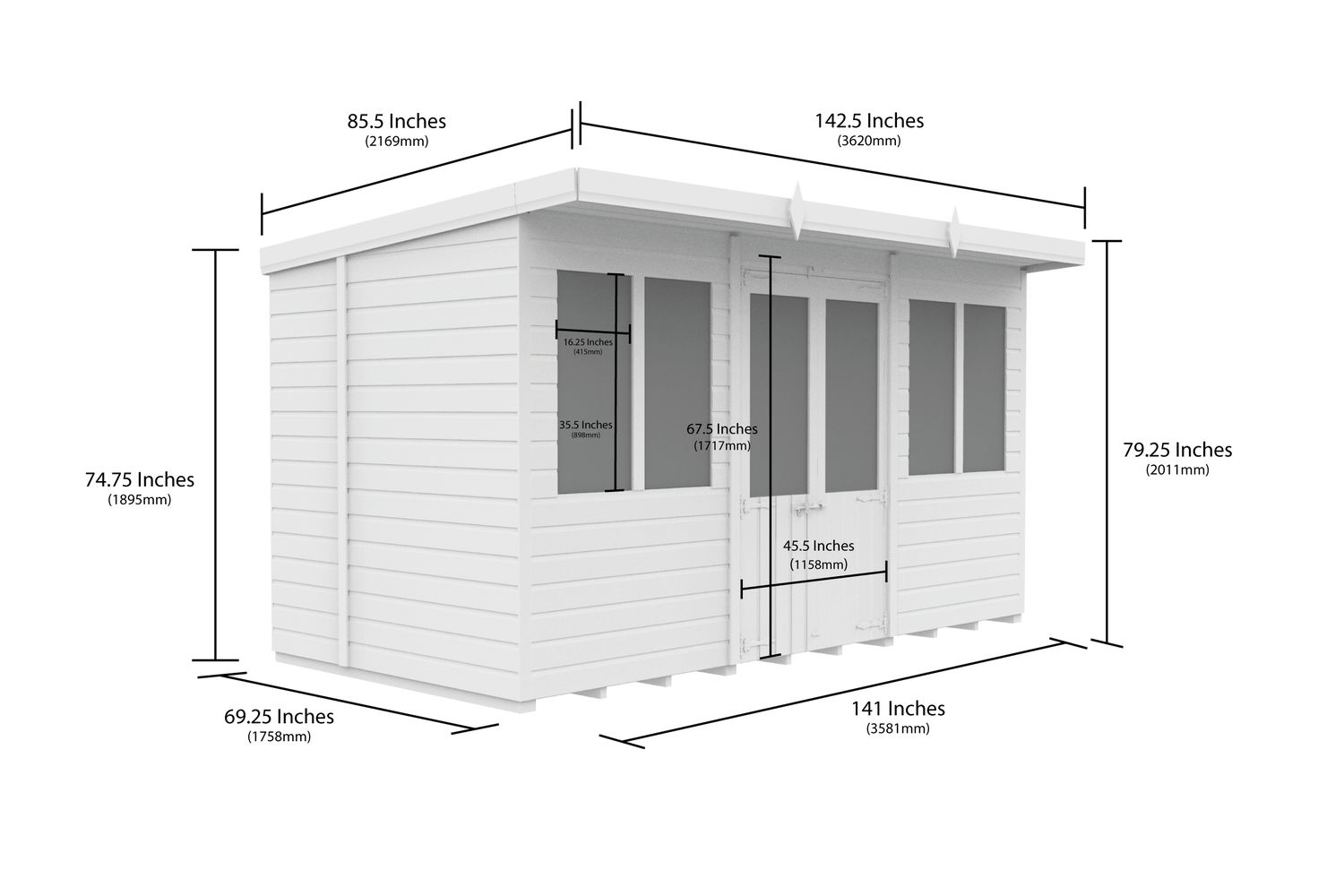 12 X 6 Pent Summer House-2