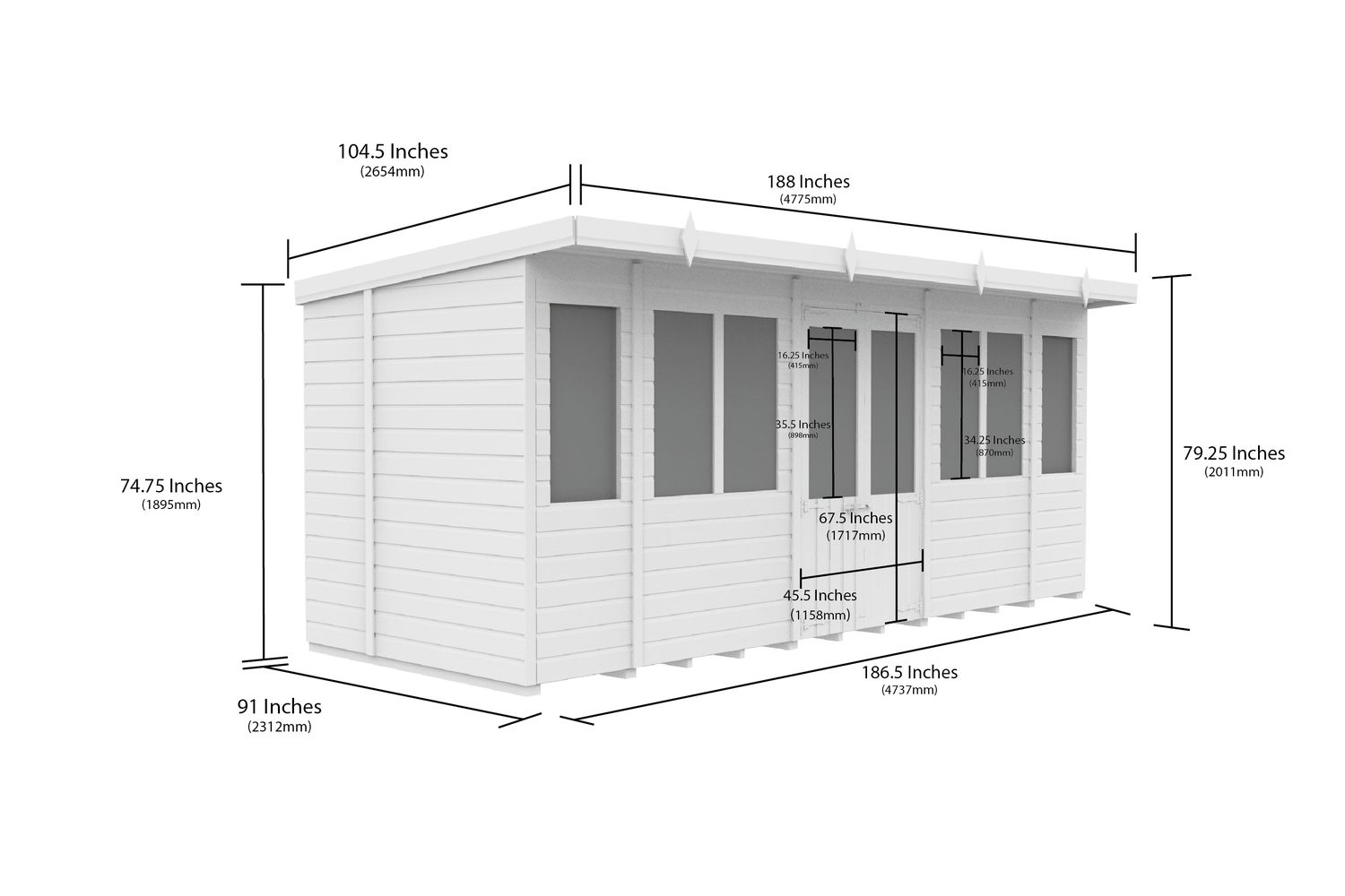 16 X 8 Pent Summer House-2