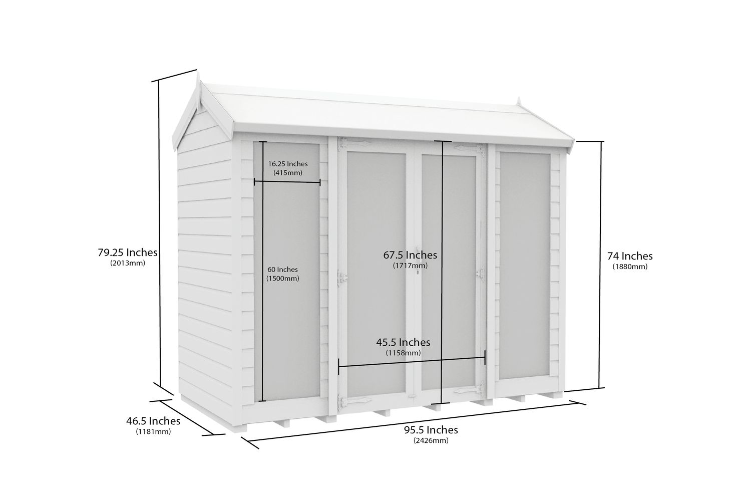 8 X 4 Apex Summer House Full Height Window-2